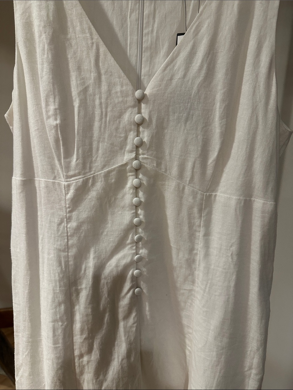 Banana Republic Factory Cream V-Neck Button-Front Midi Dress - Picture 3 of 6